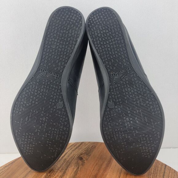 Dansko Womens Size EU38 US7.5-8 Black Liliana Leather Wedge Slip On Work Shoes - Picture 6 of 7